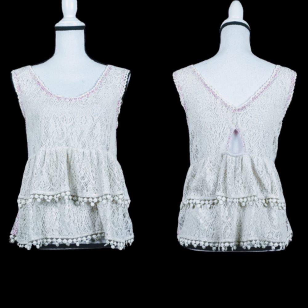 Babydoll FREE PEOPLE Y2K Daydream Lace Tank Keyhole